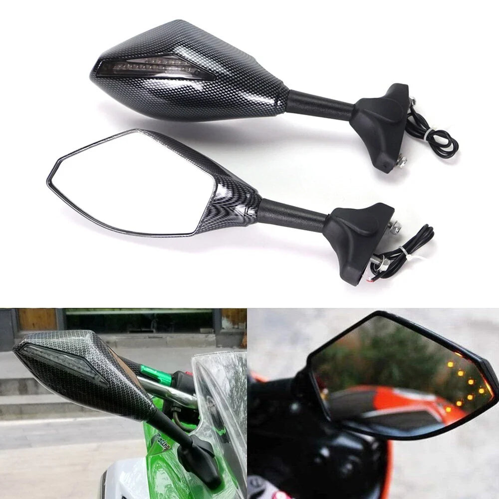 Racing Rearview Mirrors & Turn Signal LED For Kawasaki Ninja 300/400 EX300 EX400