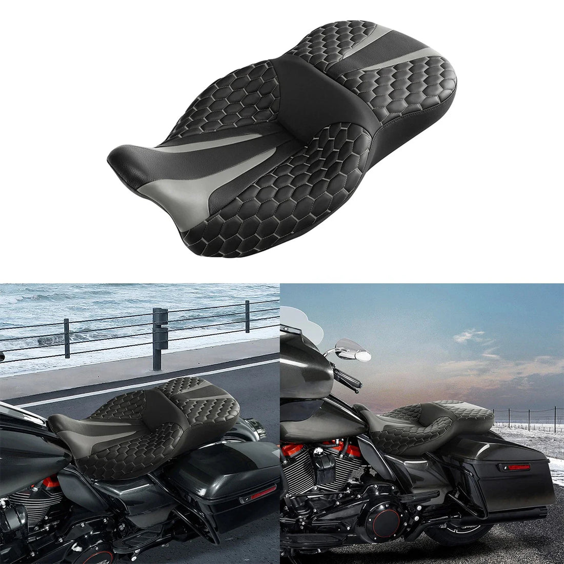 One Piece Two Up Driver Passenger Seat Fit For Harley Electra Glide Ultra 09-23