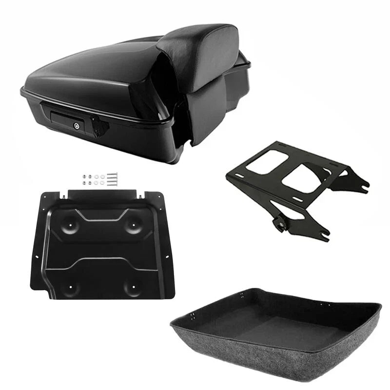 Black Chopped Trunk Pad Backrest Mount Rack Fit For Harley Road Glide 2014-2026