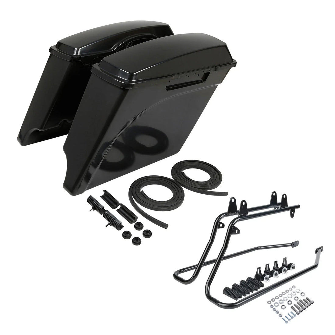5" Stretched Hard Saddlebag & Bracket Fit For Harley Softail Deluxe Flstn 84-17