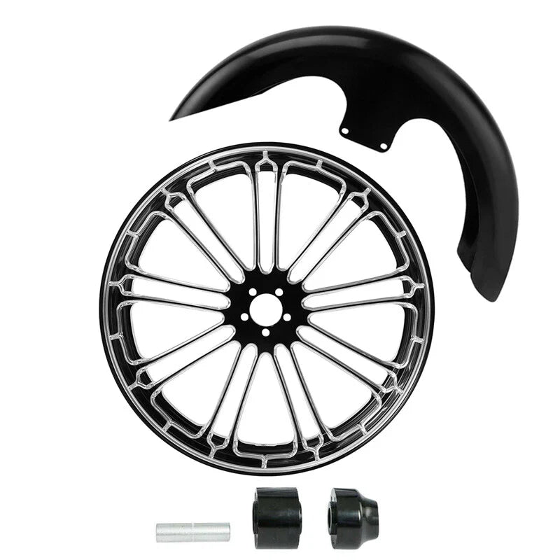 21" Front Wheel Rim Single Disc Hub & Fender Fit For Harley Road King 2008-2024