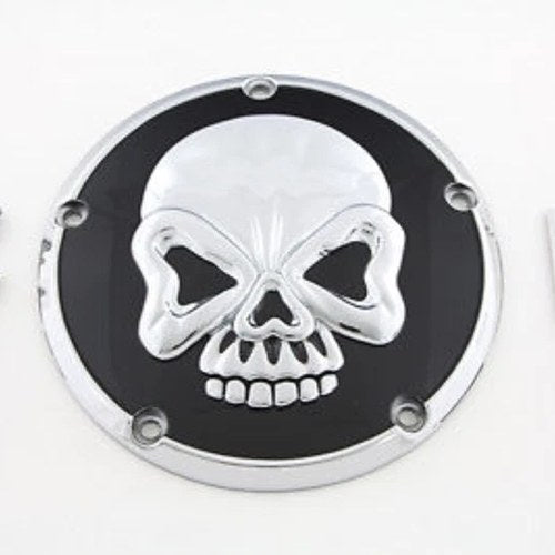 Black Chrome Skull Derby Clutch Cover for Harley Davidson Twin Cam 00-17