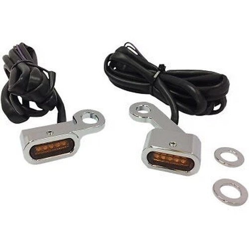 Drag Specialties Chrome Amber LED Handlebar Marker Lights for 04-21 Sportster