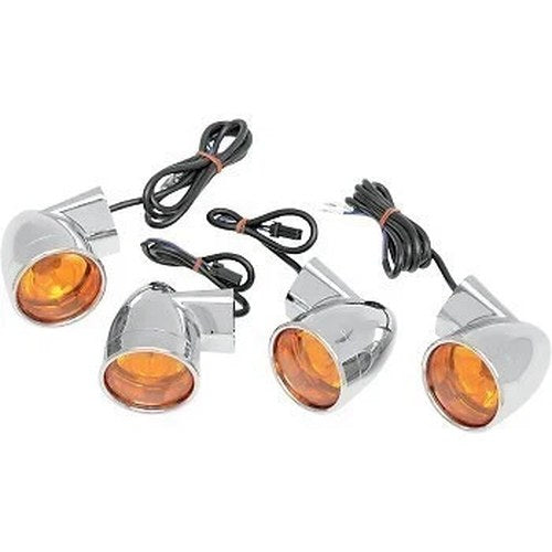 Drag Specialites 2020-0391 Chrome Amber Bullet-Style DOT Turn Signal Kit