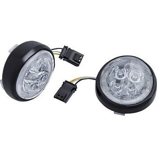 Ciro 45423 Black/Clear LED Lighted Fang Front Signal Light Inserts with Bezel