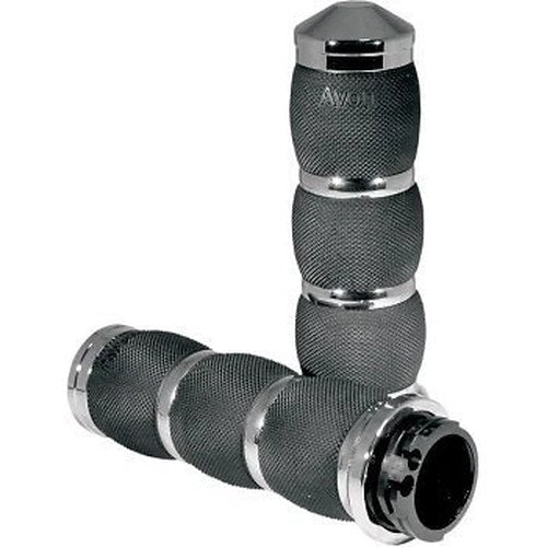 Avon AIR-90 Chrome 3-Ring Air Cushioned Hand Grips for Cable Op Harley