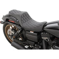 Drag Specialties Black Silver Diamond Vinyl Predator Seat for 06-17 Harley Dyna