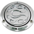 V-Twin 42-0470 Chrome 3-Hole Flame Derby Cover for 70-98 Big Twin Evo