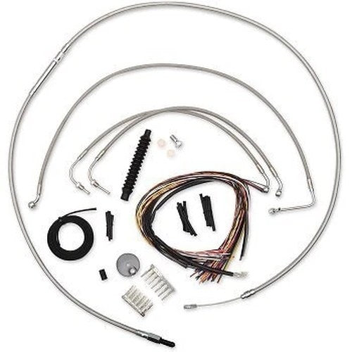 LA Choppers LA-8010KT2-16 Stainless Braided Handlebar Cable/Brake Kit 15-17"