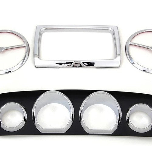 V-Twin 42-9997 Chrome & Black Inner Fairing Dash Trim Kit for 14-23 FLHT/FLHX