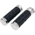 Drag Specialties Hotop Chrome/Rubber Hand Grips for Harley Cable Op Throttle