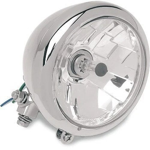 Drag Specialites Chrome Diamond-Style Bottom-Mount 5-3/4" Headlight for Harley