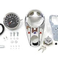 V-Twin 39-0906 Chrome Three Light Dash Panel Kit with 2:1 Ratio Speedometer
