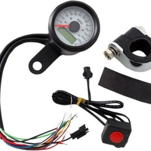 Drag Specialties 2210-0421 Black 1-7/8" Mini Programmable Electronic Speedometer