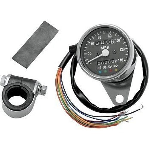 Drag Specialties 2210-0208 Black 2.4" Mini Mechanical Speedometer 2:1 Ratio