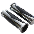 V-Twin 28-0446 Chrome & Rubber Hand Grips Diamond Style for Harley 1"