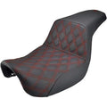 Saddlemen Gelcore Step-Up Red LS Lattice Stitch Seat for Harley Dyna 06-17