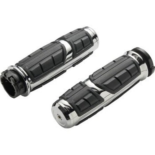 Ciro 54003 CHrome Chicane Hand Grips for Harley Cable Operated Throttle