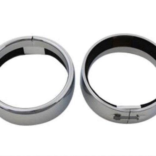 V-Twin 33-0546 Chrome Spot Light French Trim Ring Set for Harley Touring 79-17