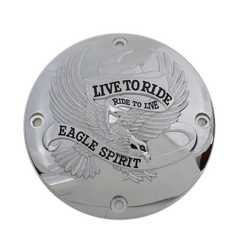 V-Twin 42-0951 Chrome Live to Ride Eagle Spirit Derby Cover for 94-03 Sportster
