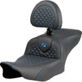 Saddlemen 823-07-208B1 RoadSofa Seat Blue Dragon Scale Stitch w/ Backrest 23-24