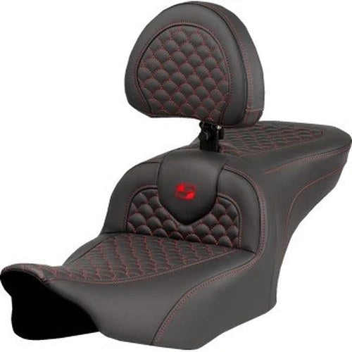 Saddlemen 823-07-208B4 RoadSofa Seat Red Dragon Scale Stitch w/ Backrest 23-24