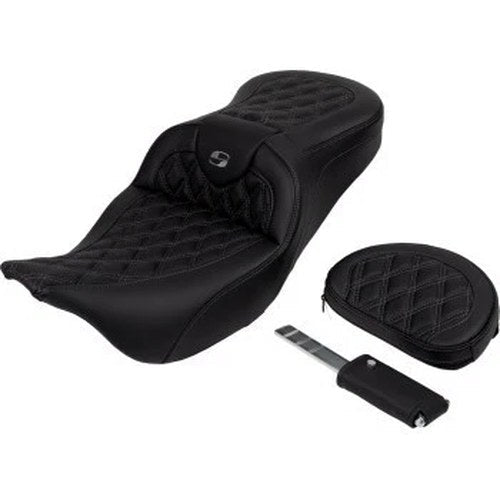 Saddlemen 808-07B-182B2 RoadSofa Seat w/ Backrest Dark Gray Stitch for 08-24
