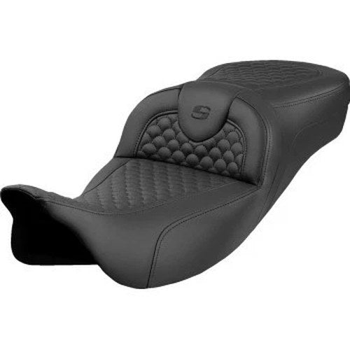 Saddlemen 808-07B-20900 RoadSofa Seat Extended Reach Black Dragon Scale Stitch