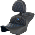 Saddlemen Roadsofa Seat w/ Backrest Blue Lattice Stitch for FLTR/FLHX 23-24