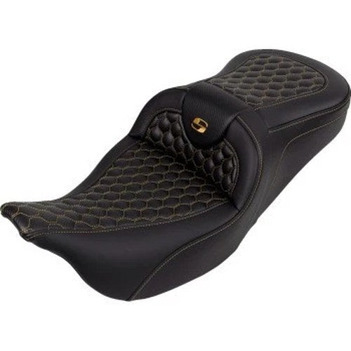 Saddlemen A808-07B-189GOL Roadsofa Seat Gold Honeycomb Stitch for 08-23 Touring