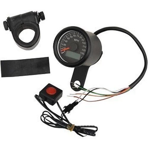 Drag Specialties 2210-025 Matte Black Programmable Mini Electronic Speedometer