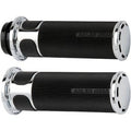 Arlen Ness 07-300 Chrome & Rubber Slot Track Hand Grips fr Cable Op Harley 96-17