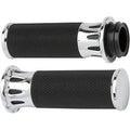 Arlen Ness 07-316 Fusion Chrome Deep Cut Hand Grips for Harley Cable Op Throttle