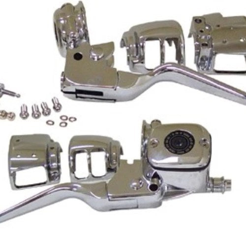 V-Factor 44737 Chrome Handlebar Control Kit for Dot 5 96-06 Single Disc