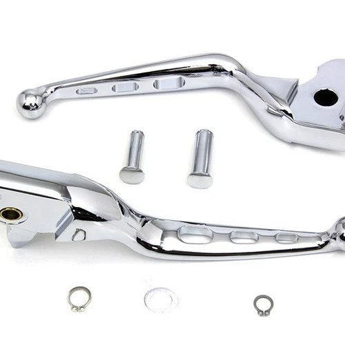 V-Twin 26-0800 Chrome Drilled Clutch Brake Lever Set for Touring 14-16