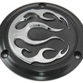 V-Twin 42-0471 Black 3-Hole Flame Derby Cover for 70-98 Big Twin Evo