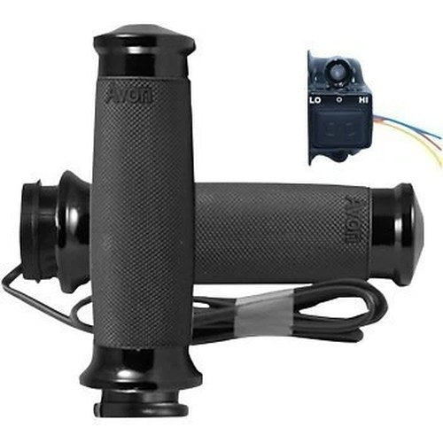 Avon Grips Black Custom Contour Heated Hand Grips for Harley Electronic Throttle