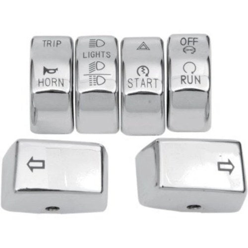 Drag Specialties 0616-0190 Chrome Switch Button Covers - Dyna Softail Sportster