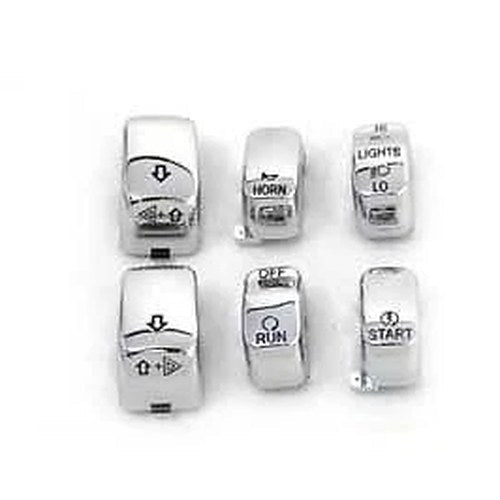 V-Twin 32-0562 Chrome Switch Button Covers Caps for Harley Softail Dyna 96-13