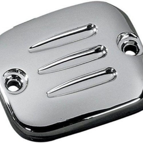 V-Factor 45486 Chrome Grooved Front Brake Master Cylinder Cover for Harley