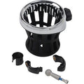 Ciro 50413 Chrome Cup Drink Holder with Black Clamp for 7/8 to 1" Handlebars