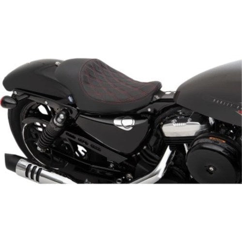 Drag 3/4 Double Diamond Red Stitch Seat Smooth for Harley Sportster 04-20