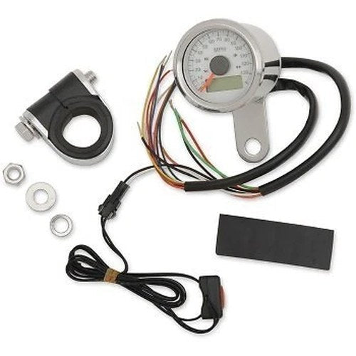 Drag Specialties 2210-0417 120 Mph White 1-7/8" Programmable Speedometer