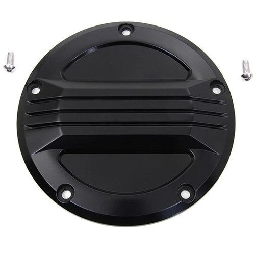 Satin Black Air Flow 3-Line Derby Cover for Harley 5-Bolt Twin Cam 00-17