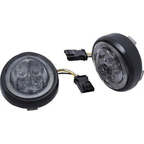 Ciro 45623 Black/Smoke LED Lighted Fang Front Signal Light Inserts with Bezel