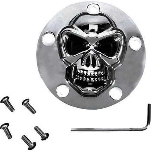 Drag Specialties 1902-0181 Chrome Skull Timer Points Cover for Harley Twin Cam