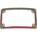 Custom Dynamics TF08-C Chrome Radius License Plate Frame w Auxiliary Red LEDs