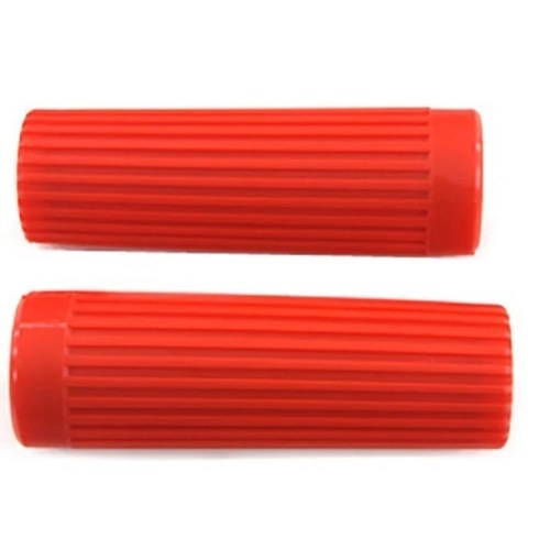 V-Twin 28-0167 Red Replica Rib Style Hand Grip Set
