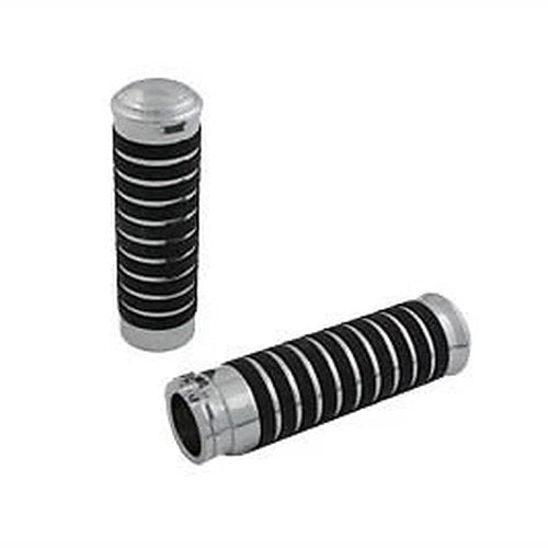 V-Twin 28-0642 Chrome & Black Band Style Hand Grip Set