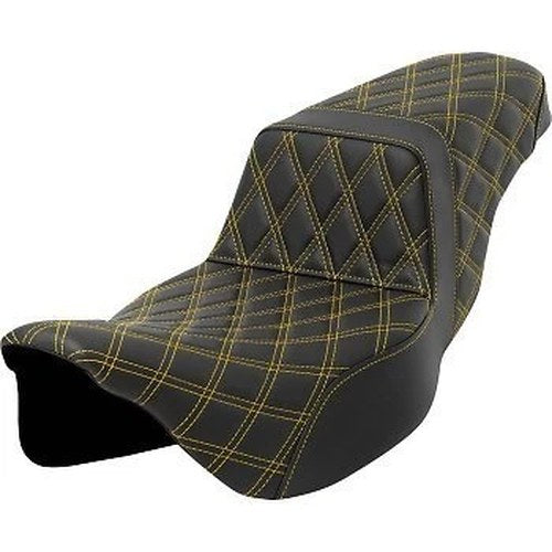 Saddlemen Extended Reach Step-Up Seat Gold Lattice Stitch for 08-23 Touring